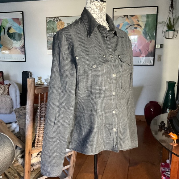 Versace Jeans Signature 100% wool western style button up shirt size L - Picture 4 of 11